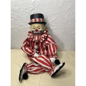 Vintage‎ Seated Poseable CLOWN DOLL Rubber Head